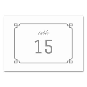 Graue Deko Chic Table Card Tischnummer