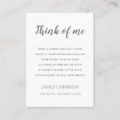 Graue denken Sie an mich, die Lebenskerze zu feier Platzkarte (Vorderseite)