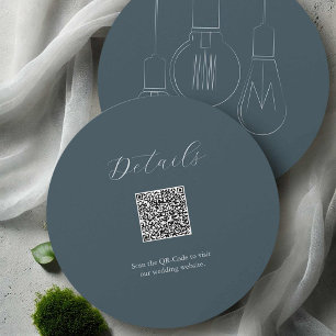 Graue Details QR Code Card Industrial Chic Wedding Einladung