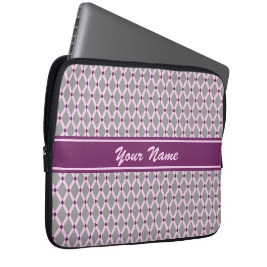 Graue Diamant-Rosa Rahmen-Elektronik-Tasche Laptopschutzhülle (Vorne Rechts)