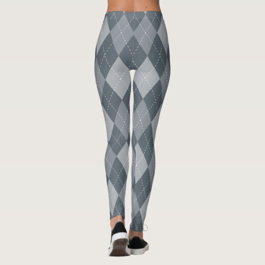 Graue Diamantform-Rautenmuster-Druck-Leggings Leggings (Rückseite)