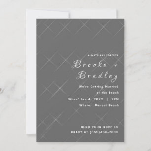 Graue Diamanttextur-Hochzeit Einladung