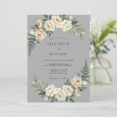 Graue distinguierte klassische Hochzeit Einladung (Stehend Vorderseite)