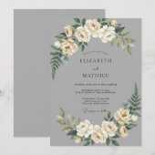 Graue distinguierte klassische Hochzeit Einladung (Vorne/Hinten)