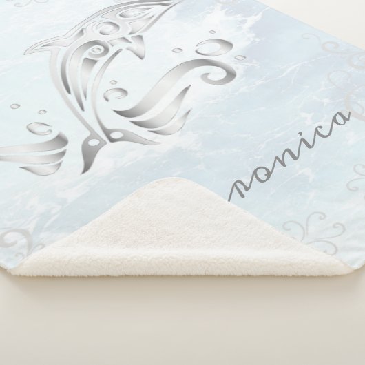 Graue Dolphin Personalisiert Sherpa Blanket Sherpadecke (3/4)