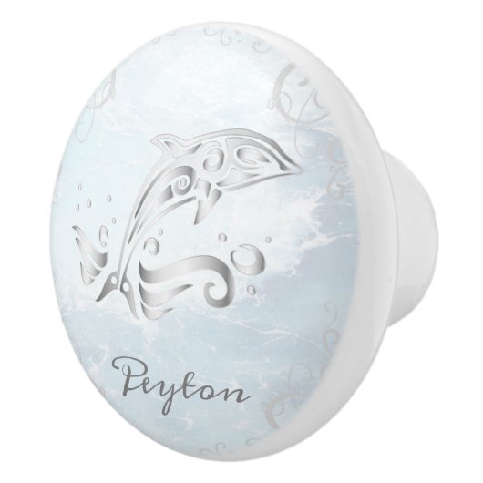 Graue Dolphin Personalisierte Keramik Knochen Keramikknauf (Rechts)