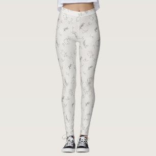 Graue Doodle-Linienkunst-Leggings Leggings