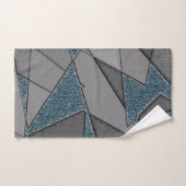 Graue Dreiecksausschnitte mit groben dunkelblauen  Badhandtuch Set (Handtuch)