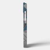 Graue Dreiecksausschnitte mit groben dunkelblauen  Case-Mate iPhone Hülle (Rückseite / Links)