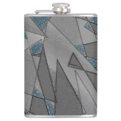 Graue Dreiecksausschnitte mit groben dunkelblauen  Flachmann (Vorderseite)