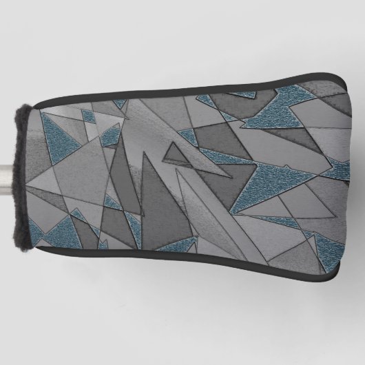 Graue Dreiecksausschnitte mit groben dunkelblauen  Golf Headcover (Vorderseite)