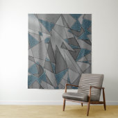 Graue Dreiecksausschnitte mit groben dunkelblauen  Wandteppich (Beispiel)