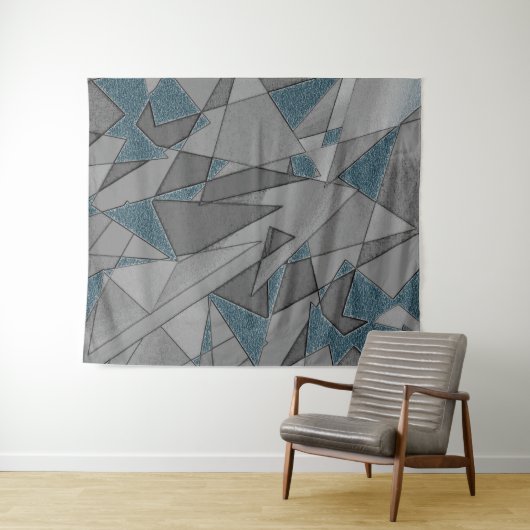 Graue Dreiecksausschnitte mit groben dunkelblauen  Wandteppich (Beispiel (Horizontal))