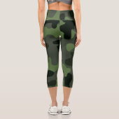 Graue dunkelgrüne Tarnung Nr. 14 Capri Leggings (Rückseite)