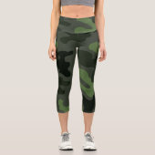Graue dunkelgrüne Tarnung Nr. 14 Capri Leggings (Vorderseite)