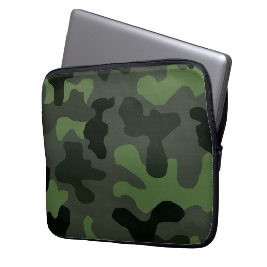 Graue dunkelgrüne Tarnung Nr. 14 Laptopschutzhülle (Vorderseite Links)
