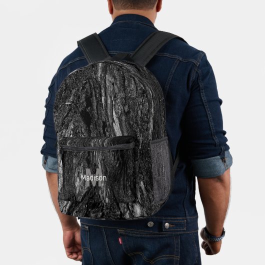 Graue dunkle Holzrinde, kundenspezifischer Monogra Bedruckter Rucksack (Insitu (Modell))