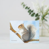 Graue Eichhörnchen Aquarellmalerei Postkarte (Stehend Vorderseite)