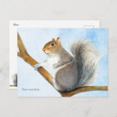 Graue Eichhörnchen Aquarellmalerei Postkarte (Vorne/Hinten)