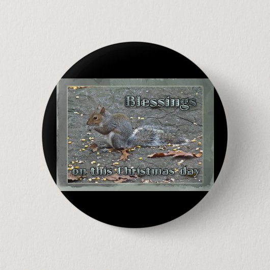 Graue Eichhörnchen Weihnachtsblessserie Button (Vorderseite)