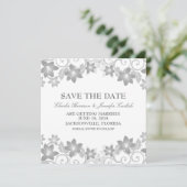 Graue, einfache Blüte Save the Date laden ein Einladung (Stehend Vorderseite)