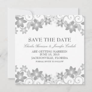 Graue, einfache Blüte Save the Date laden ein Einladung