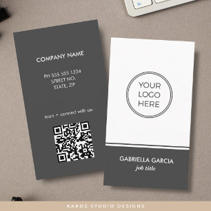Graue einfache generische Logo QR Code Business Ca Visitenkarte