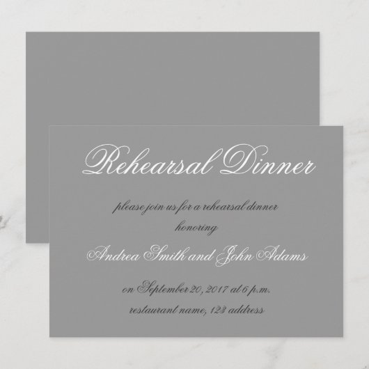 Graue einfache Script-Probe Einladung (Vorne/Hinten)