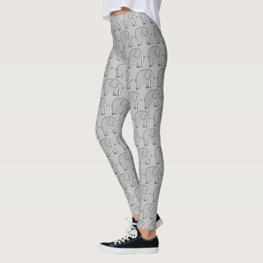 Graue Elefant Illustriertes Muster Leggings (Links)
