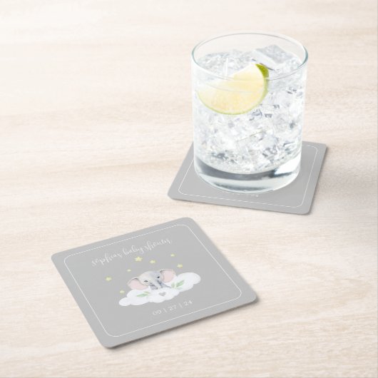 Graue Elefant Little Peanut Baby Duschgeschirr Rechteckiger Pappuntersetzer (Vor Ort)