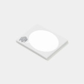 Graue Elefant mit Sprechblase auf Blassgrau Post-it Klebezettel (angewinkelt)