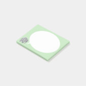 Graue Elefant mit Sprechblase auf Gras Grün Post-it Klebezettel (angewinkelt)