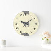 Graue Elefant-Silhouette Große Wanduhr (Zuhause)