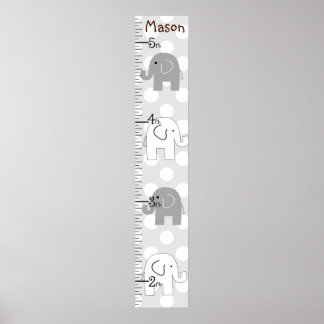 Graue Elefanten Wachstum Chart jeden Farbhintergru Poster