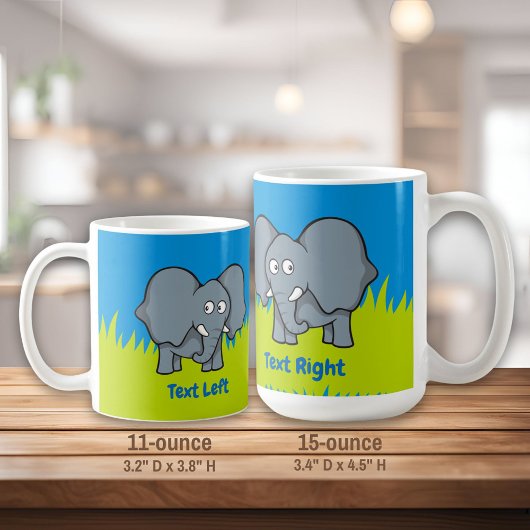 Graue Elefantenkaffee Cartoon Tasse