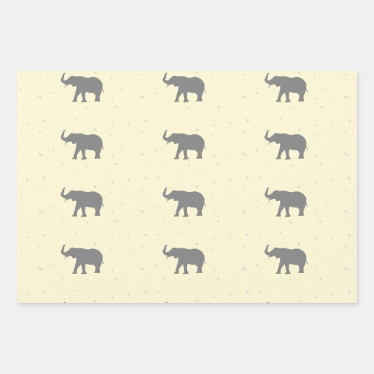 Graue Elefantenmuster Geschenkpapier Set (Vorderseite 3)