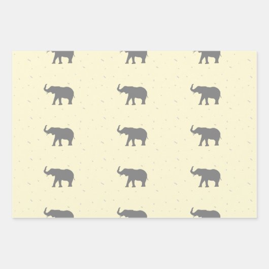 Graue Elefantenmuster Geschenkpapier Set (Vorderseite)