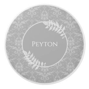 Graue Elegant Damask Personalisierte Keramik Knobl Keramikknauf