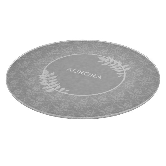 Graue Elegant Damask Personalisierte Schneidplatte Schneidebrett (Ecke)