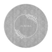 Graue Elegant Damask Personalisierte Schneidplatte Schneidebrett (Vorderseite)