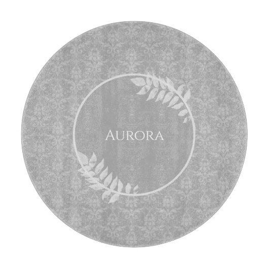 Graue Elegant Damask Personalisierte Schneidplatte Schneidebrett (Vorderseite)