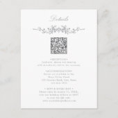 Graue Elegant QR Code Hochzeitsdetails Begleitkarte (Vorderseite)