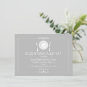 Graue Elegante Hochzeit Probe Dinner Einladung (Stehend Vorderseite)