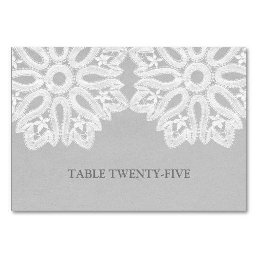 Graue, elegante Tischkarte Tischnummer (Vorderseite)