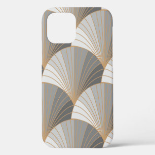 Graue Elemente mit goldenem Umriss. Nahtloses Must iPhone 12 Hülle