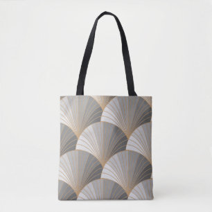 Graue Elemente mit goldener Kontur. Nahtloses Must Tasche