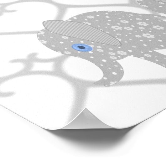 Graue Elephant Baby Kinderzimmer Art Poster (Ecke)