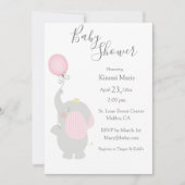Graue Elephant Balloon Minimalistische Babydusche Einladung (Vorderseite)