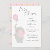 Graue Elephant Balloon Minimalistische Babydusche Einladung (Vorne/Hinten)