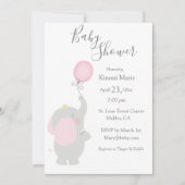 Graue Elephant Balloon Minimalistische Babydusche Einladung (Vorderseite)